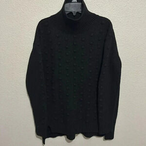 Tuckernuck Oversize Pop Corn Jumper Black Wool Cashmere Pullover Mock Sweater